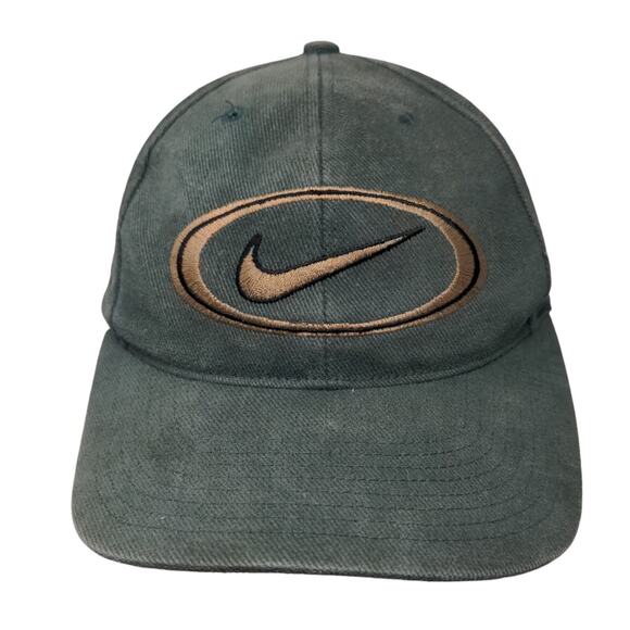 Vintage Nike Snapback Hat Green OSFA Embroidered Logo 100% Cotton Made Taiwan - Picture 1 of 7